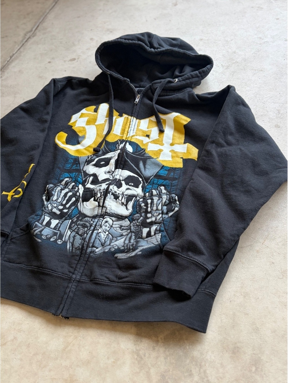 Y2K grunge Ghost Band Skeleton Graphic Heavy Metal Hoodie zipup